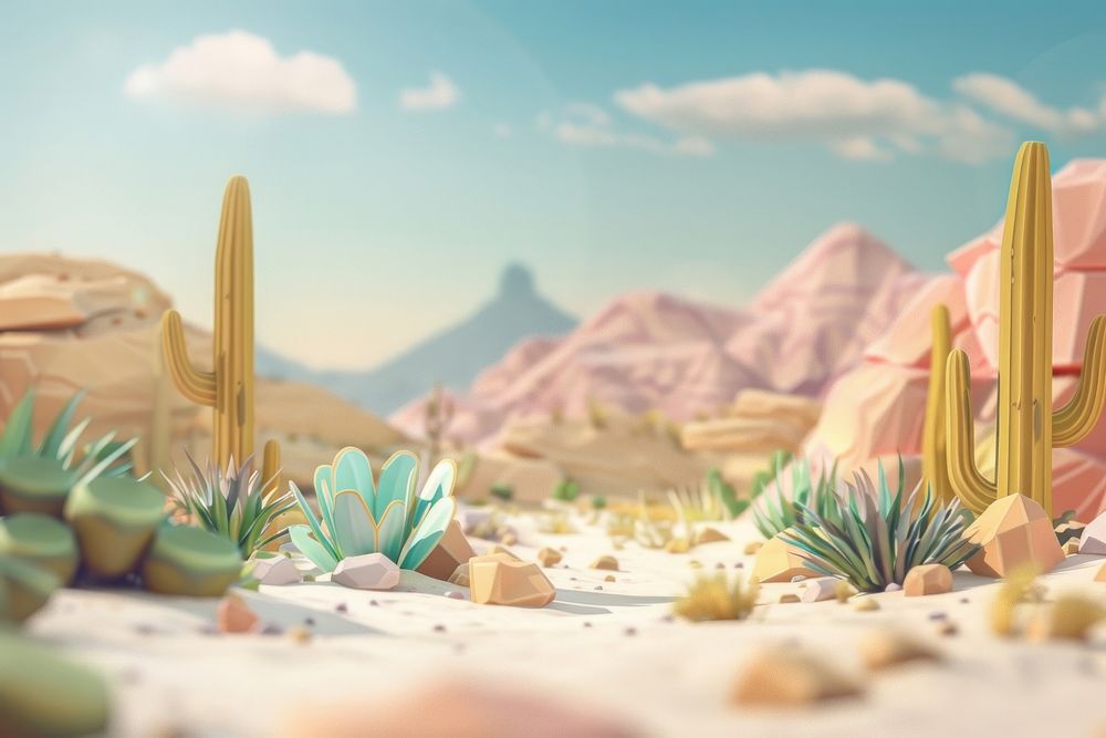 3D render of desert hills landscape outdoors nature.