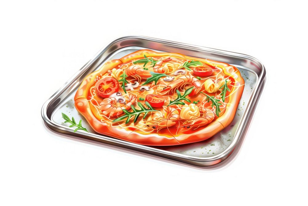 Pizza Seafood meal dish tray.