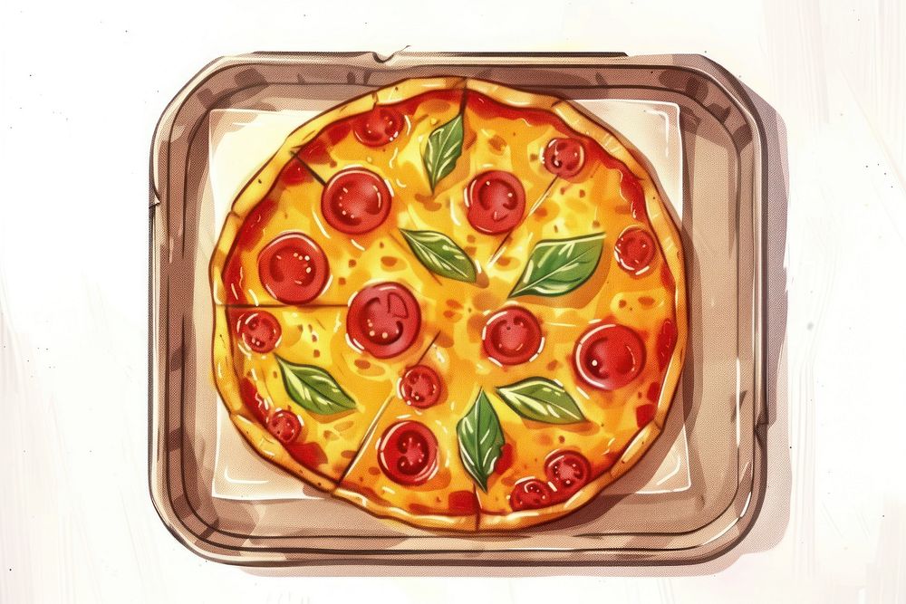 Pizza food tray vegetable.