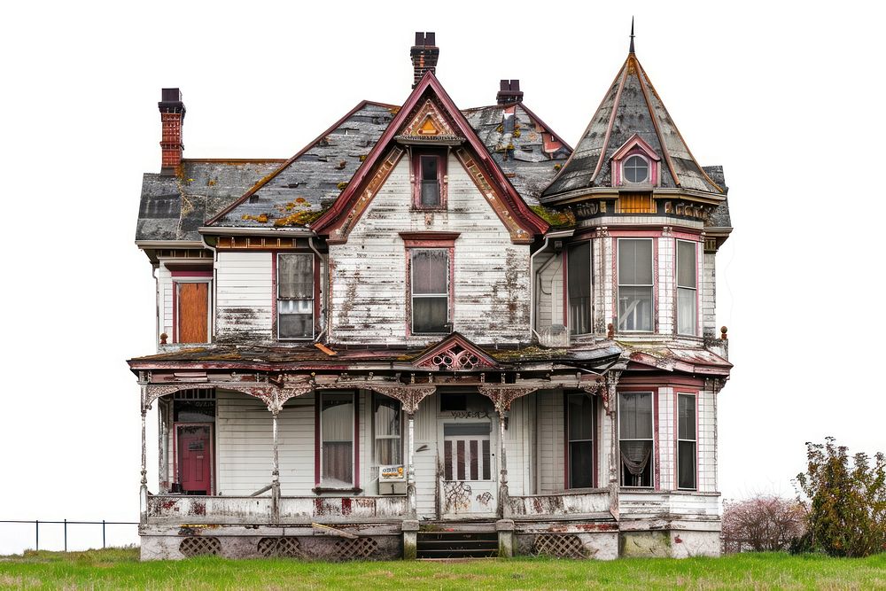 Haunted house architecture building deterioration.