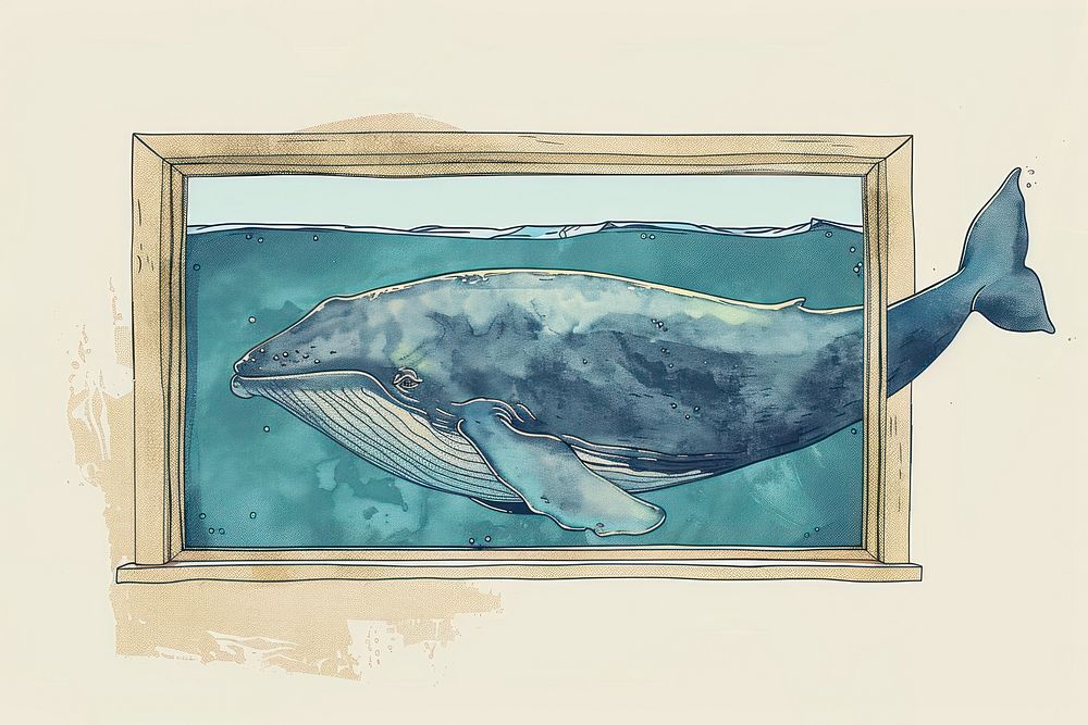 Drawing whale painting animal mammal.