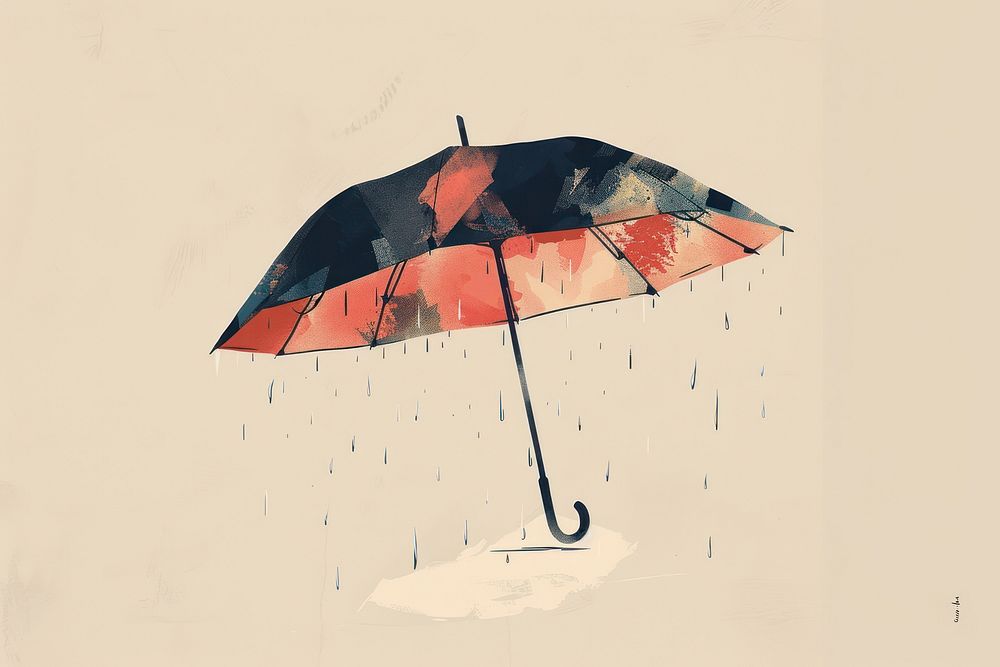 Drawing umbrella rain red transportation.