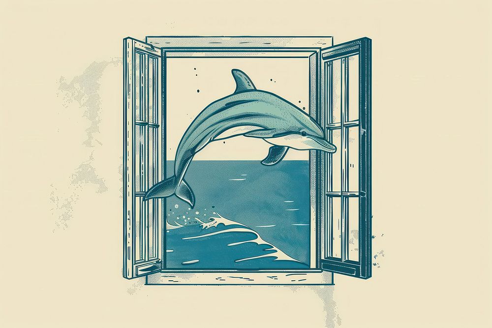 Drawing dolphin sketch window fish.