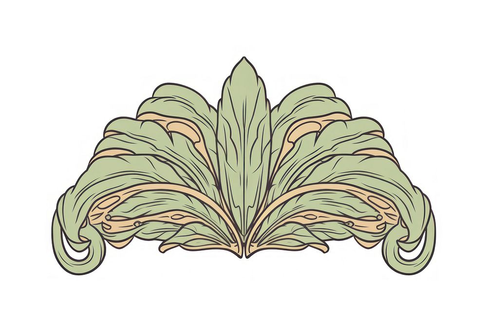 Ornament divider banana leaf pattern drawing sketch.