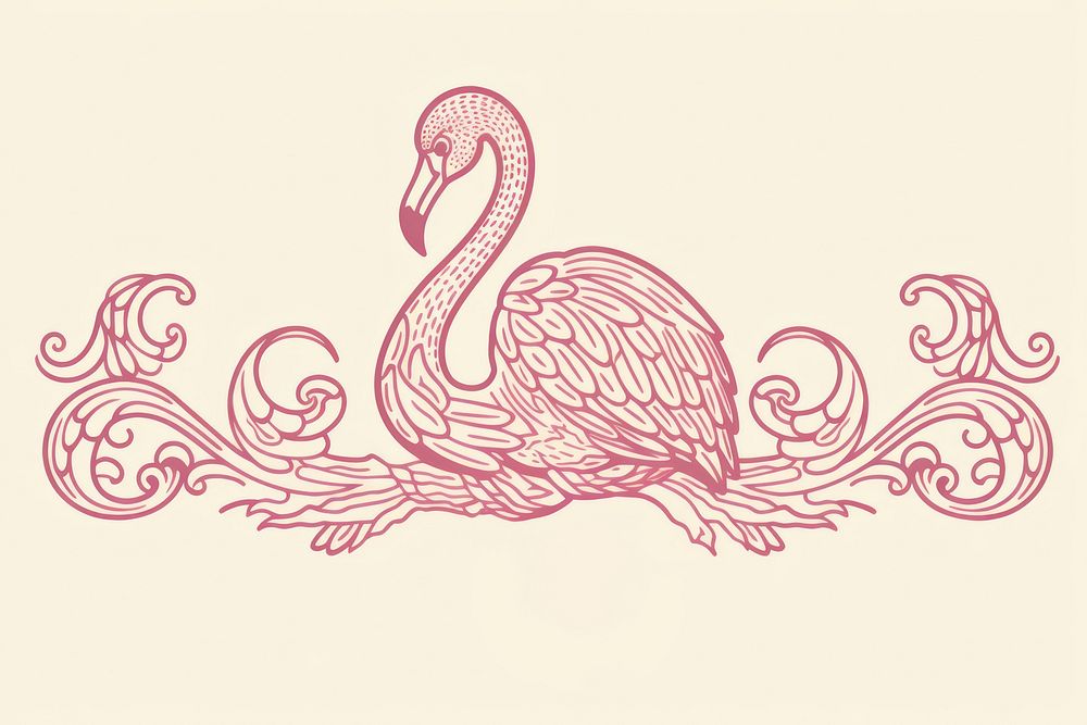 Ornament divider flamingo animal bird art.