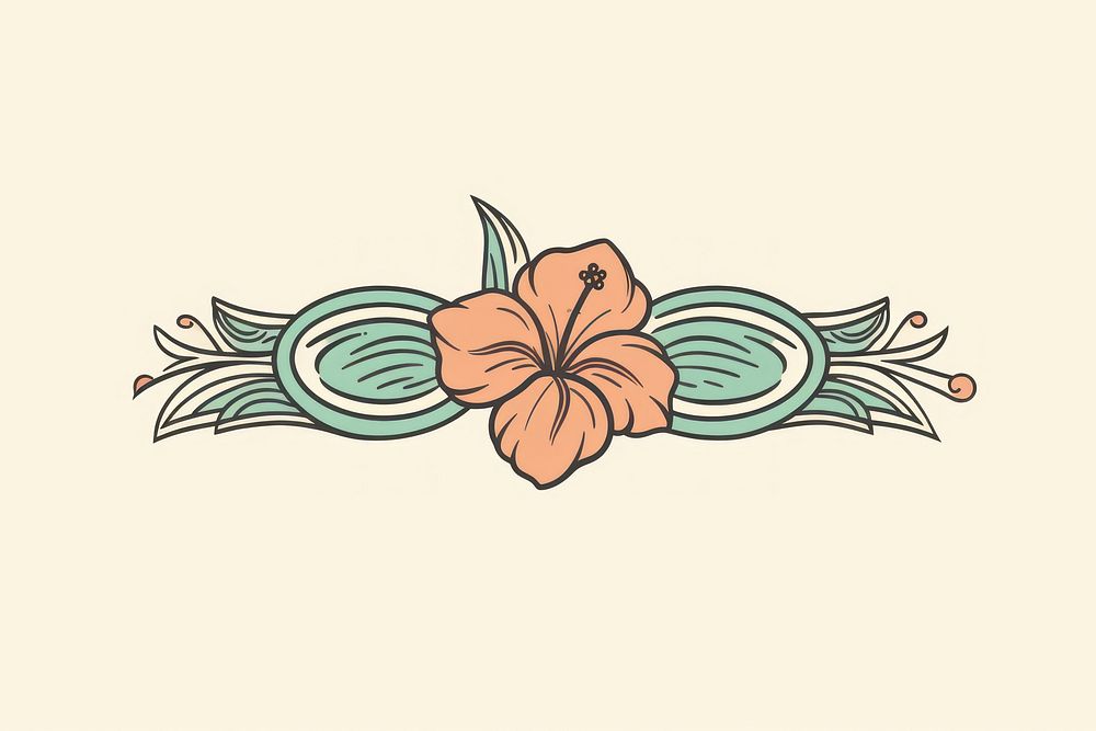 Ornament divider hibiscus art pattern drawing.