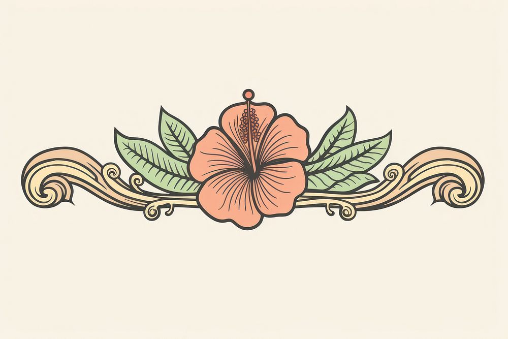 Ornament divider hibiscus pattern drawing flower.