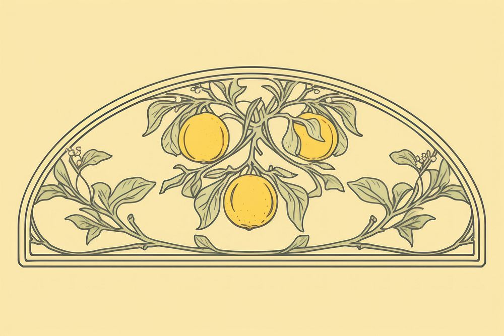 Ornament divider lemon fruit plant art.