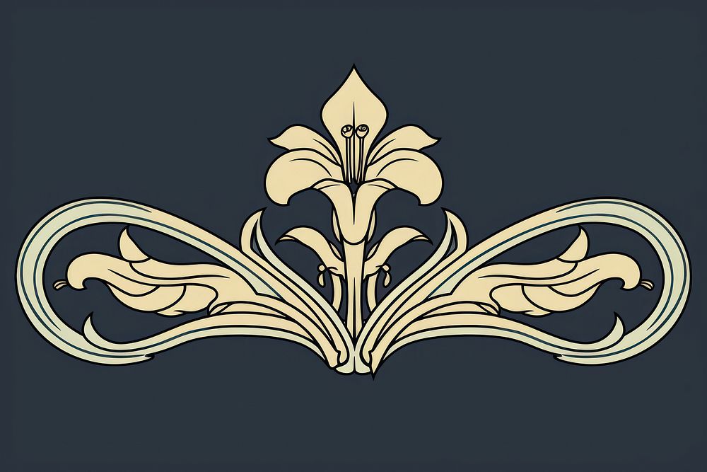 Ornament divider lily pattern logo art.