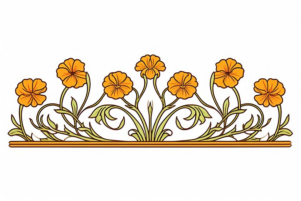 Ornament divider marigold pattern plant art.