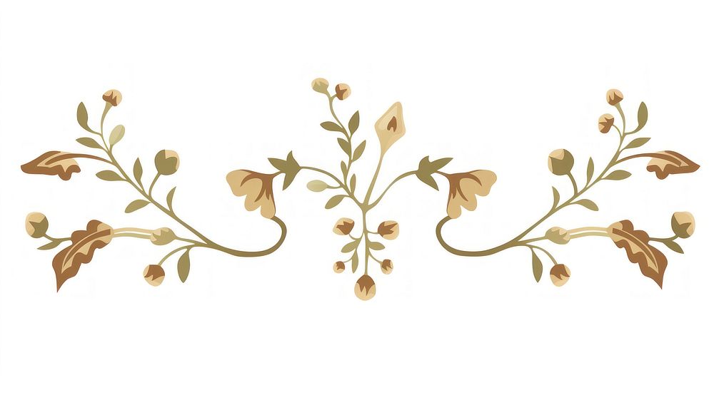 Wildflower divider ornament pattern white background calligraphy.