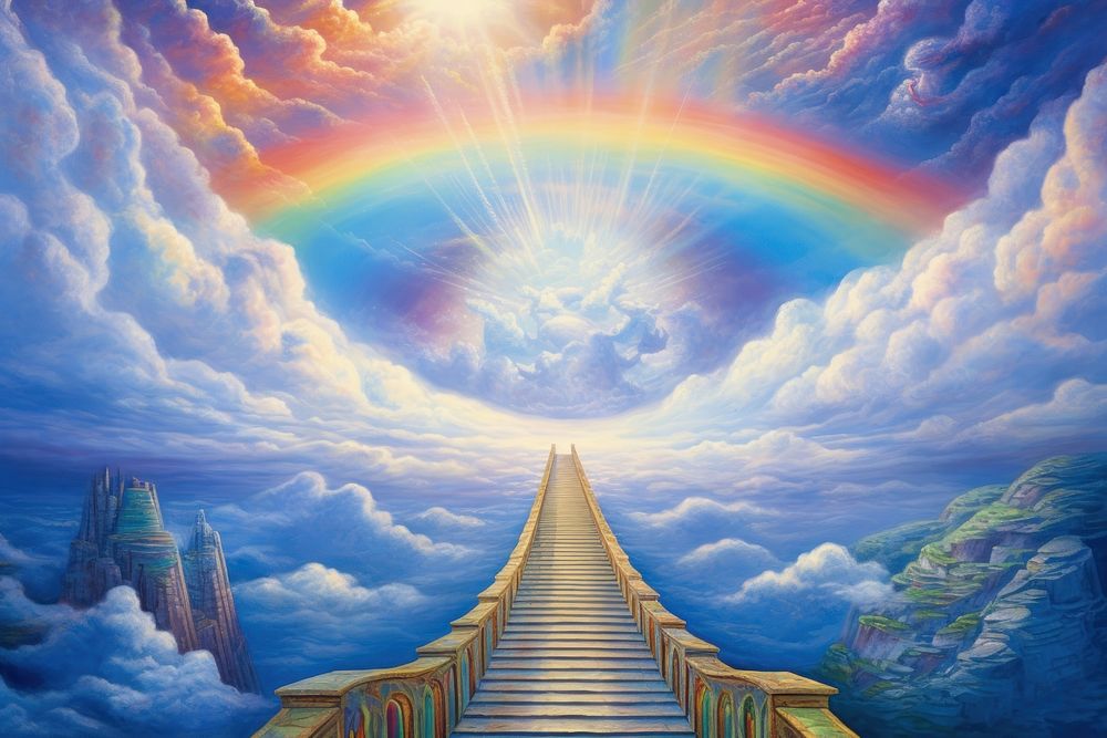 Rainbow way to heaven cloud backgrounds landscape.