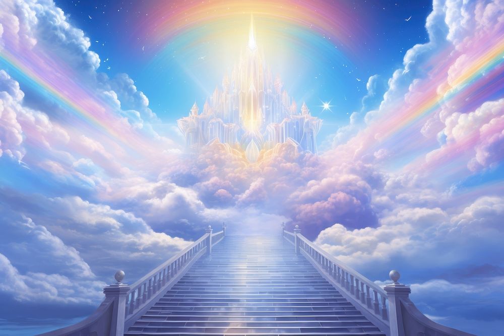 Rainbow way to heaven architecture backgrounds building.