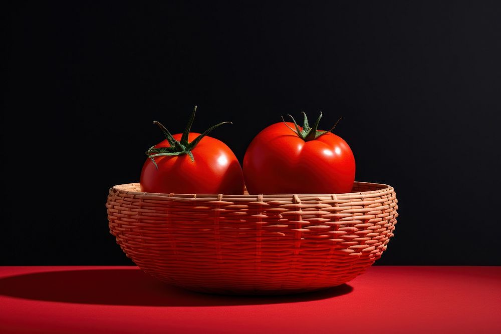 High contrast tomato basket vegetable plant.