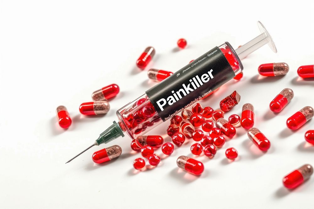 Painkiller pill white background medication.