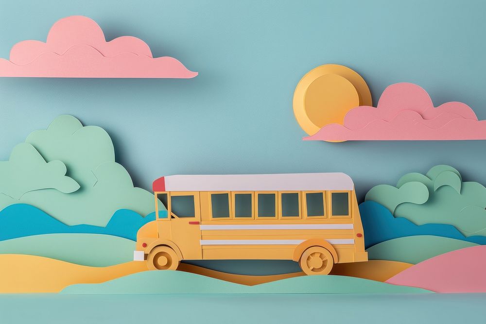 School bus paper art vehicle | Premium Photo Illustration - rawpixel