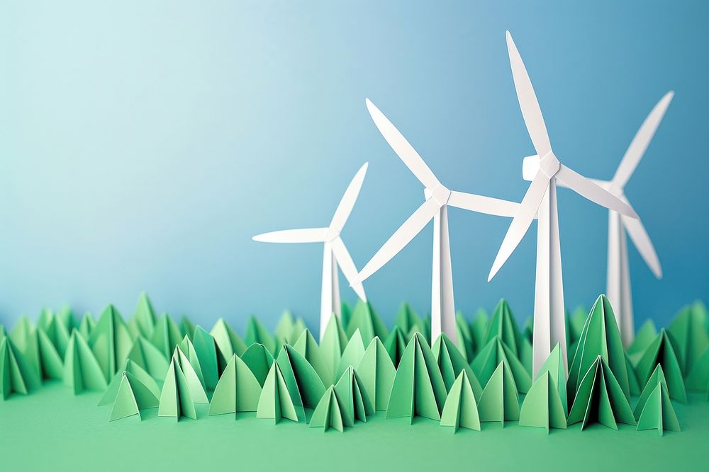 Wind turbins paper art windmill outdoors turbine.