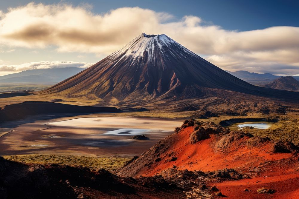 Towering Volcanos landscape mountain outdoors.