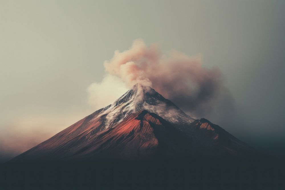 Volcano mountain and smoke outdoors nature stratovolcano.