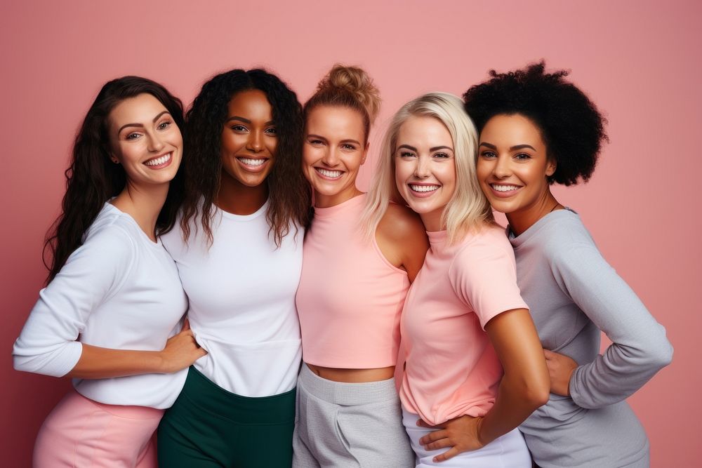 Group of young women laughing friendship adult smile.