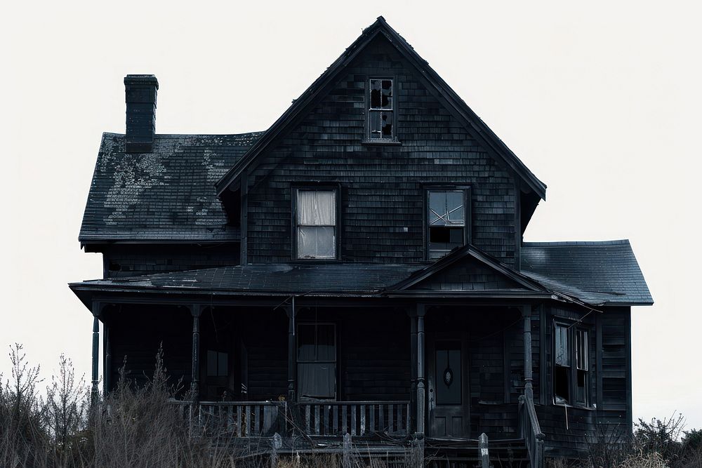 Haunted black house architecture building outdoors.