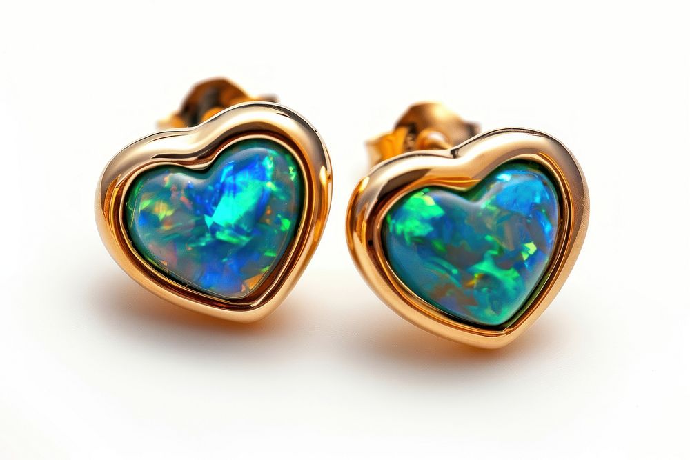 Heart opal earrings gemstone jewelry locket.