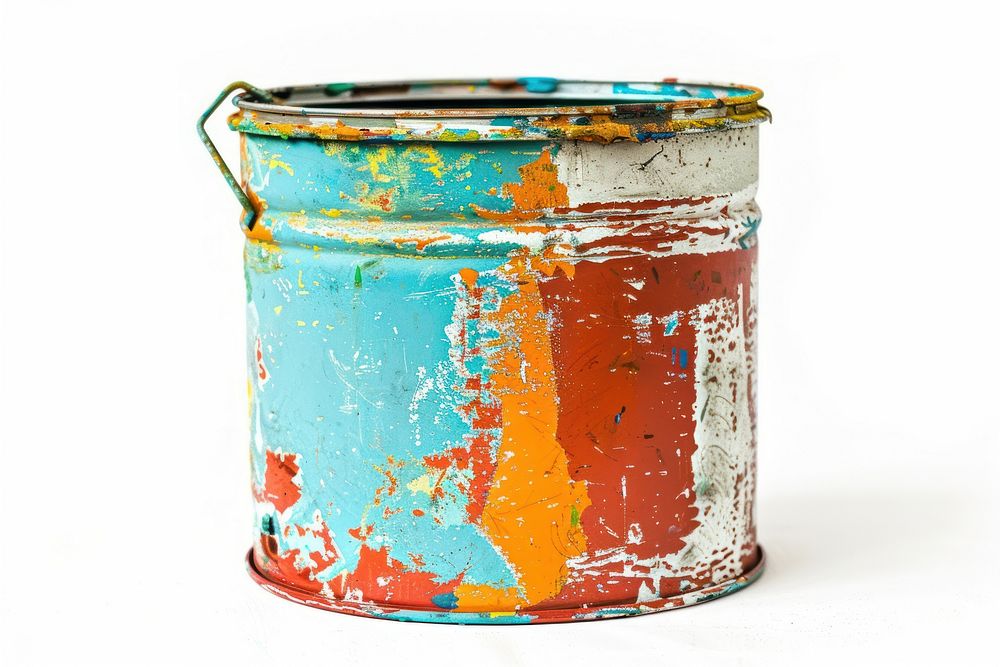 Paint can bucket paint white background.
