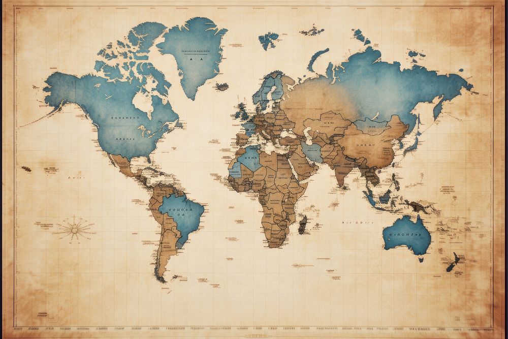 World map backgrounds topography stained.