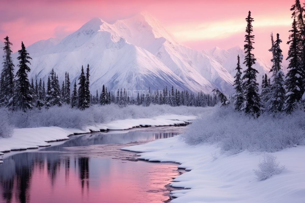 Alaska snow moutain scenery landscape mountain outdoors.