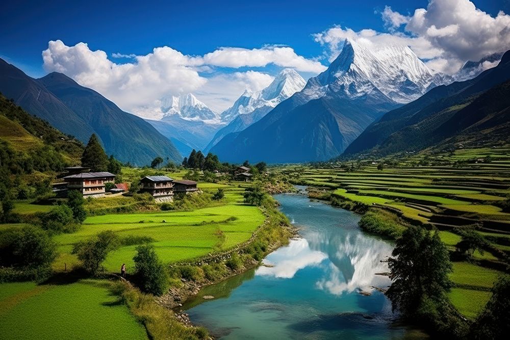 Nepal scenery landscape outdoors building village.