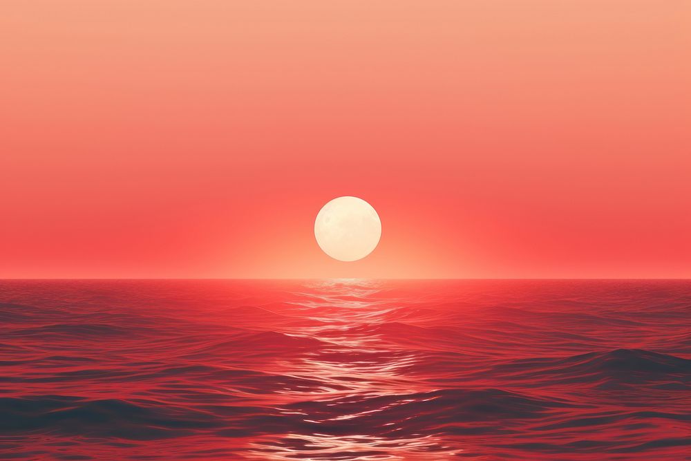 Red ocean sunset outdoors horizon nature.