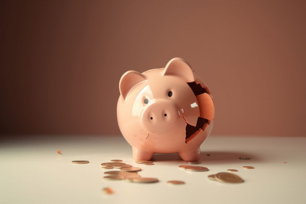 Piggy bank representation investment bankruptcy.