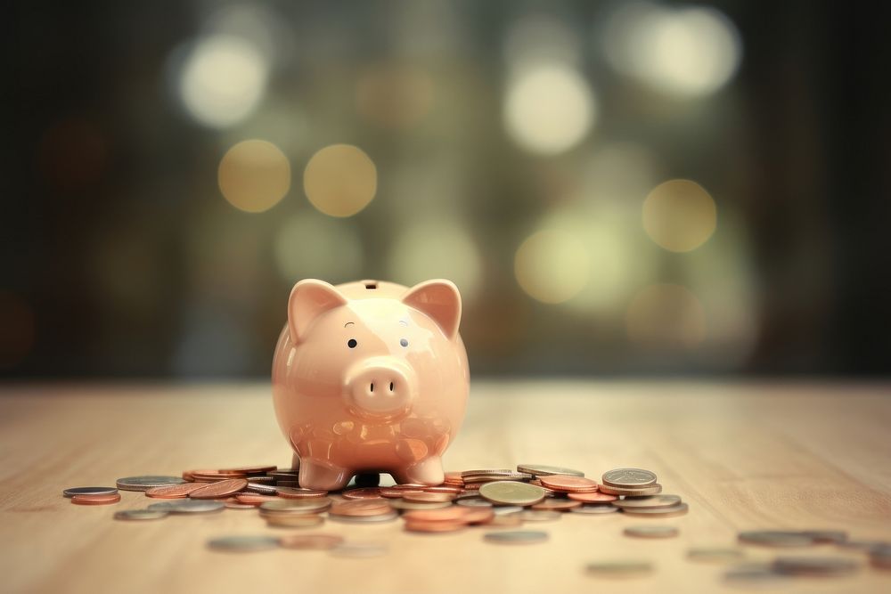 Piggy bank with saving coin savings investment bankruptcy.