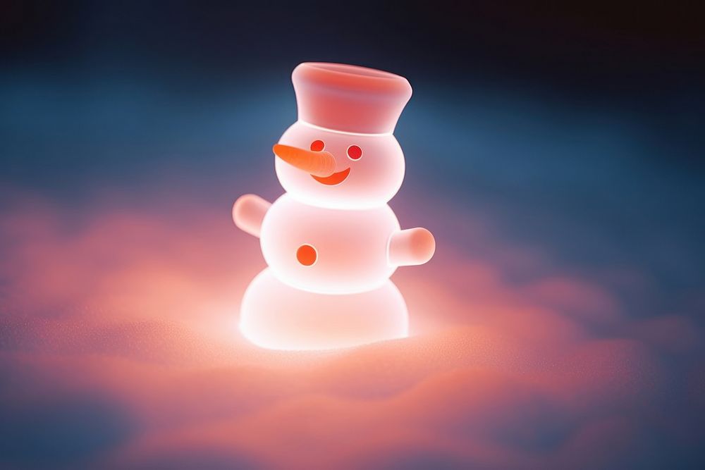 Snowman light neon white representation illuminated.