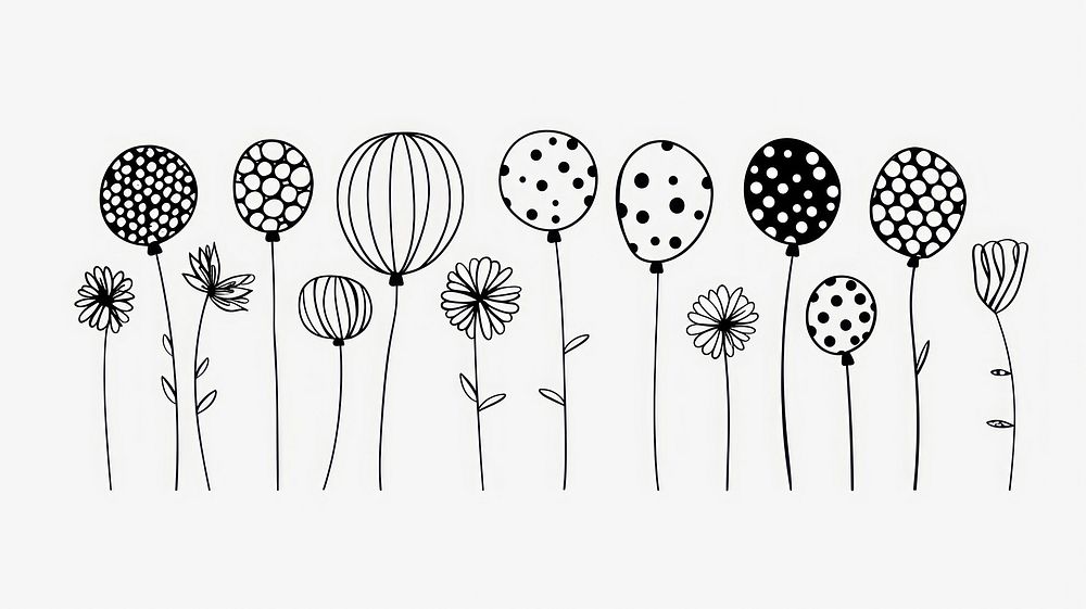 Divider doodle balloon drawing sketch flower.