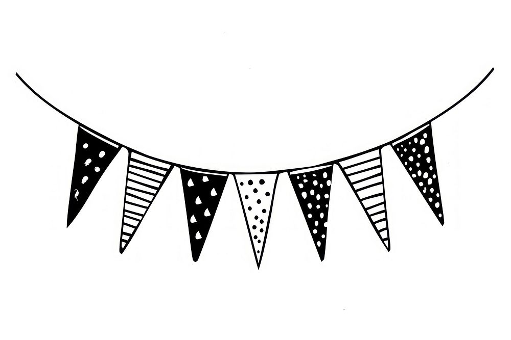Divider doodle birthday party flag pattern white black.