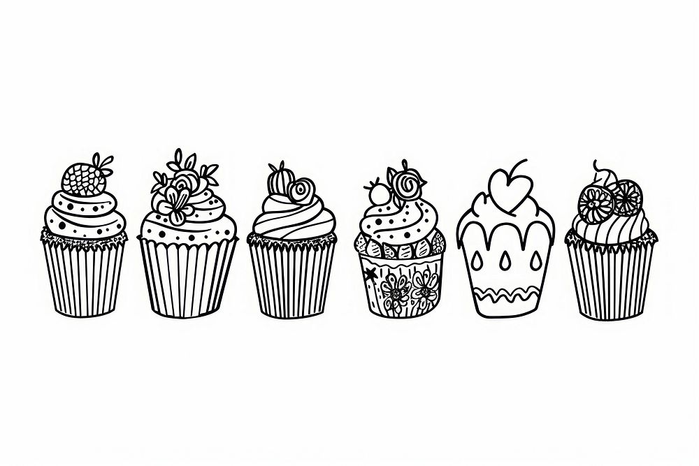 Divider doodle cupcake dessert drawing muffin.