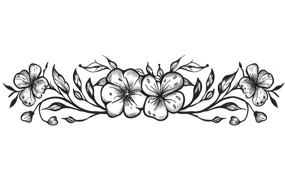 Divider doodle flowers butterfly pattern drawing sketch.
