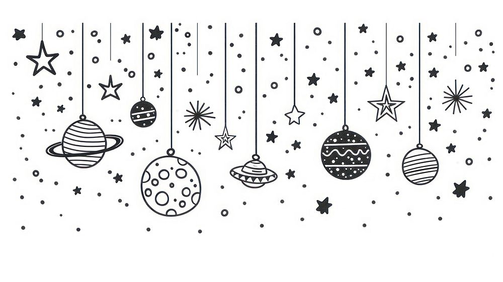 Divider doodle planets flag line celebration creativity.