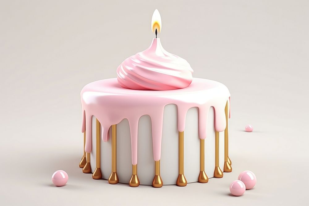3D illustrationbirthday cake dessert cupcake icing.