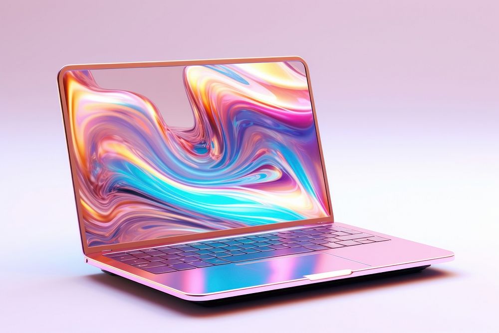 3d render of a computer in surreal abstract style laptop portability convenience.