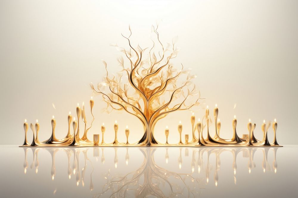 3d render of a candle tree in surreal abstract style lighting illuminated reflection.