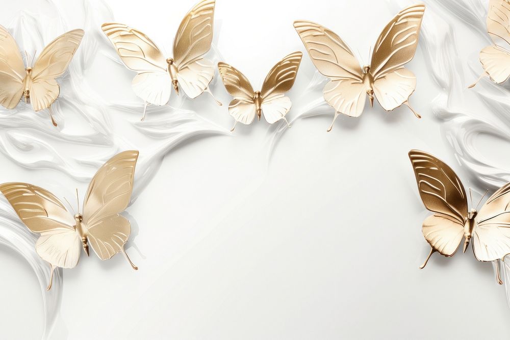 3d render of a butterflies border in surreal abstract style butterfly insect white.