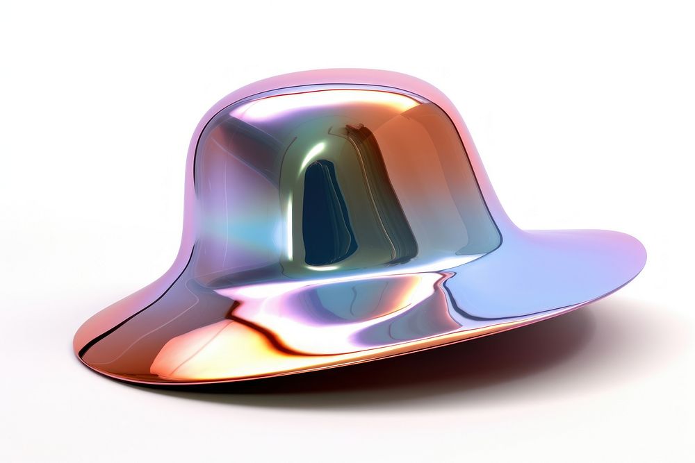 3d render of a hat in surreal abstract style white background reflection headwear.