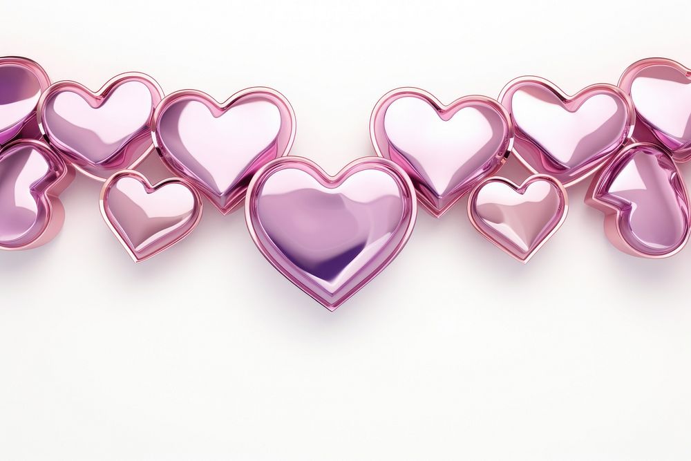 3d render of a hearts border in surreal abstract style backgrounds jewelry white background.