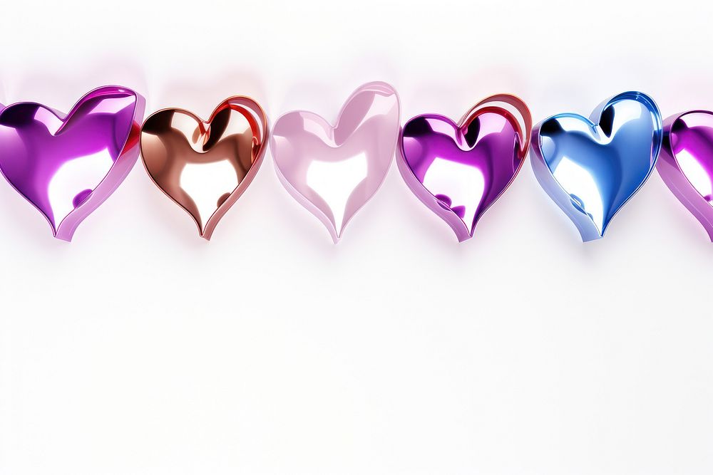 3d render of a hearts border in surreal abstract style jewelry white background celebration.