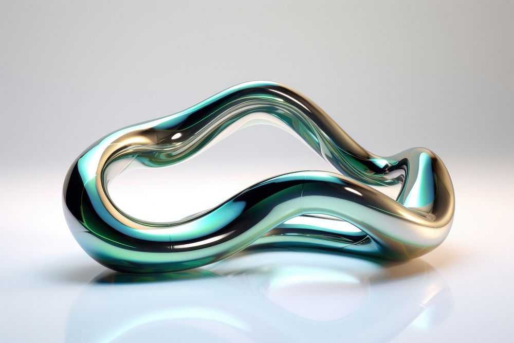 3d render of a snake in surreal abstract style jewelry silver metal.