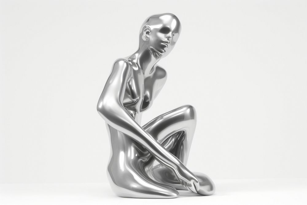3d render of a statue in surreal abstract style sculpture figurine white background.