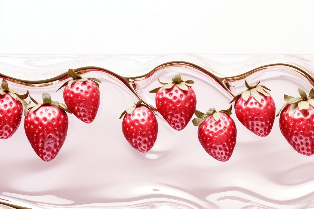 3d render of a strawberries border in surreal abstract style strawberry fruit plant.