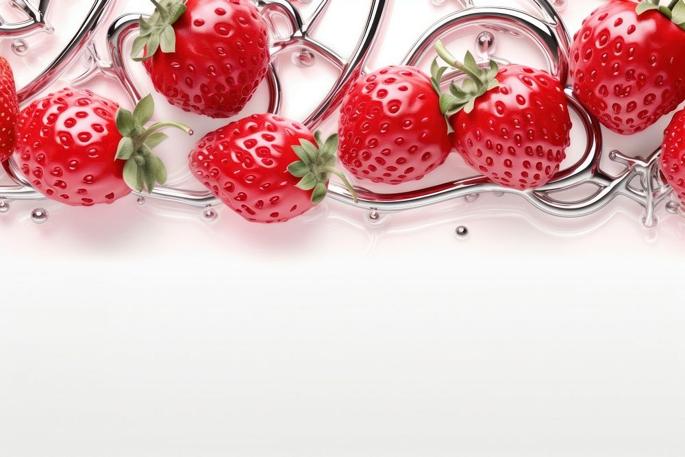 3d render of a strawberries border in surreal abstract style backgrounds strawberry fruit.